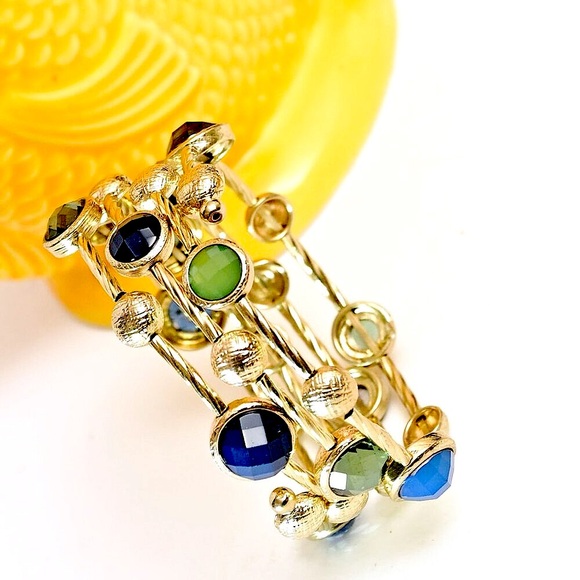 PRETTY Blues, Green & Gold Multi-Colored Coil Bracelet - Picture 8 of 8